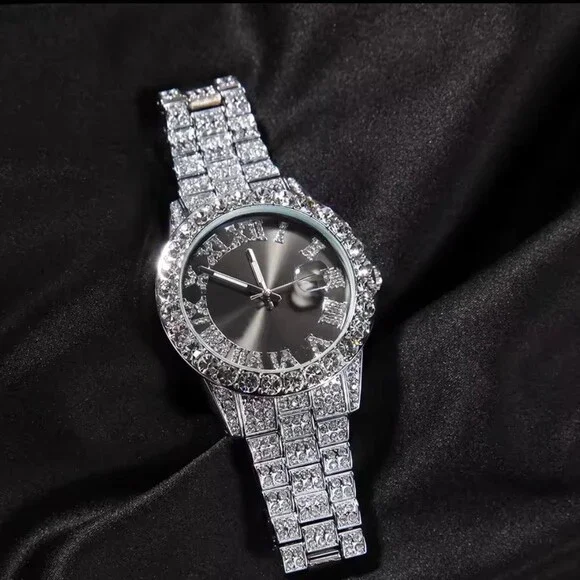Black Silver Rhinestone Watch 0 Ee 6 - Picture 3 of 3